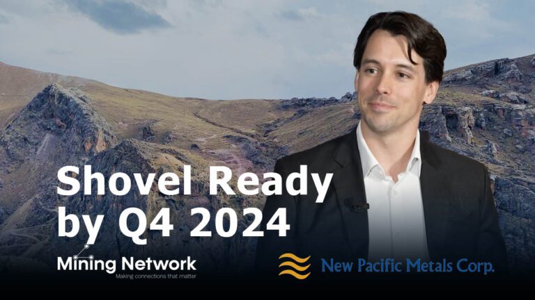Andrew Williams, CEO of New Pacific Metals Corp. On-screen: Shovel Ready by Q4 2024